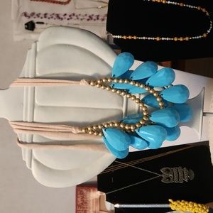 Vintage Statement Necklace with Powder Blue Teardrops